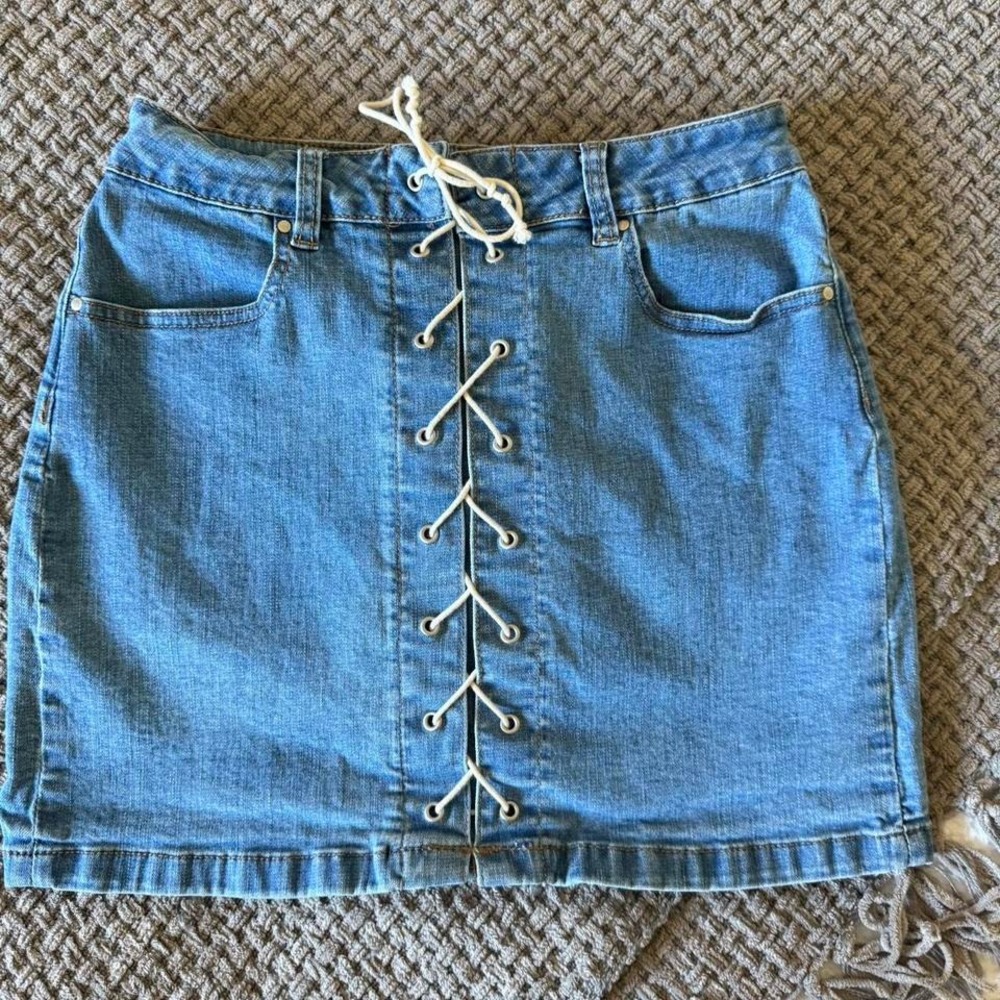 Pac Sun Lace up Denim Mini‎ Skirt Size 27